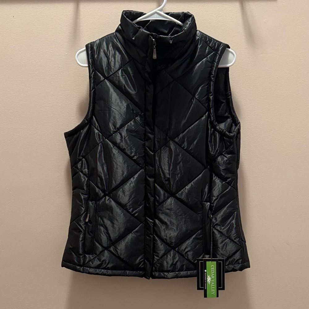 Sleek Black Women's Quilted Vest